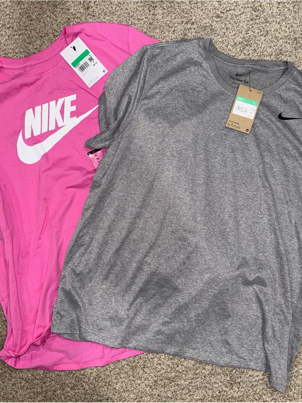 Nike Women's Pink Logo Tee and Grey Tee XL